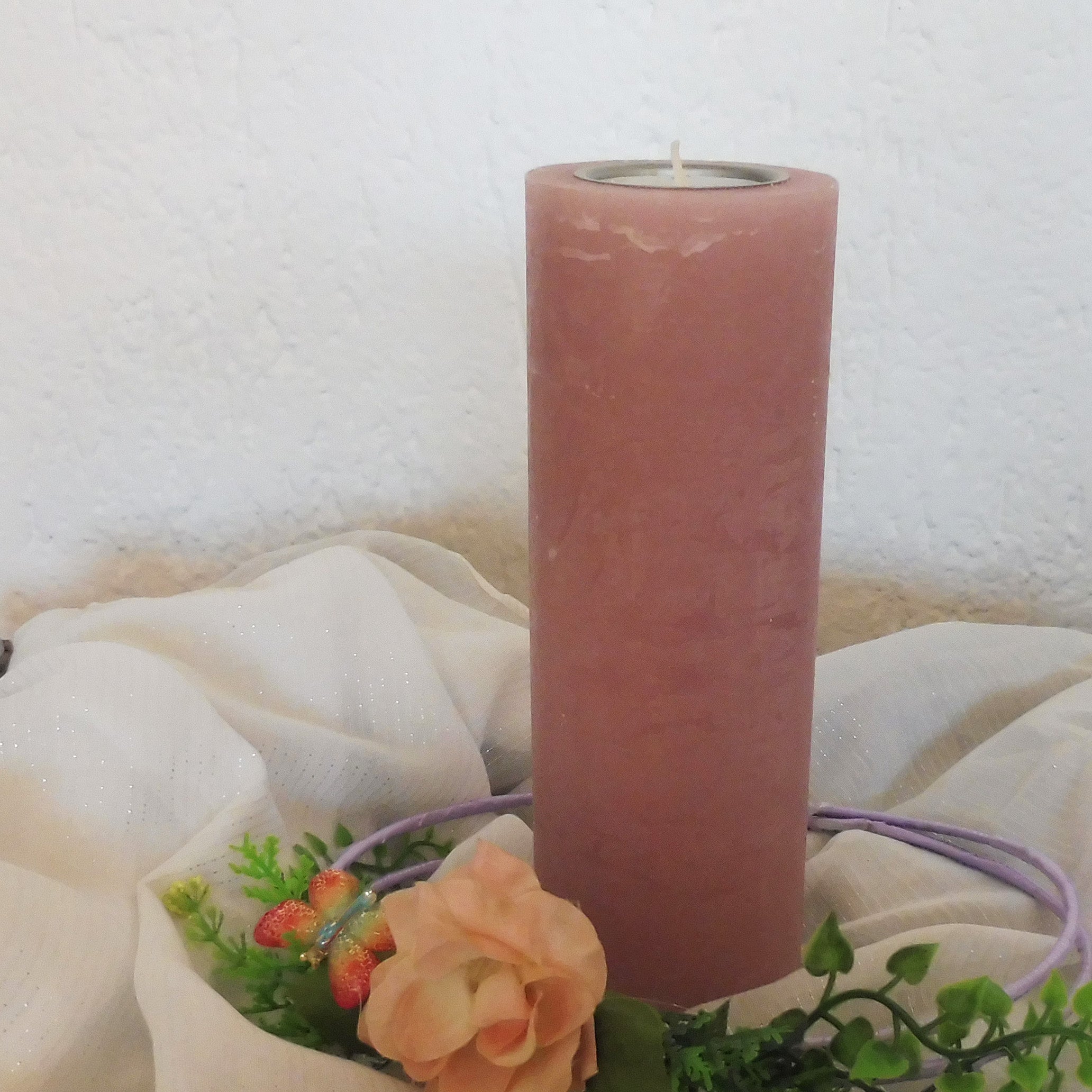 Rustik Kerze mit Teelichteinsatz
