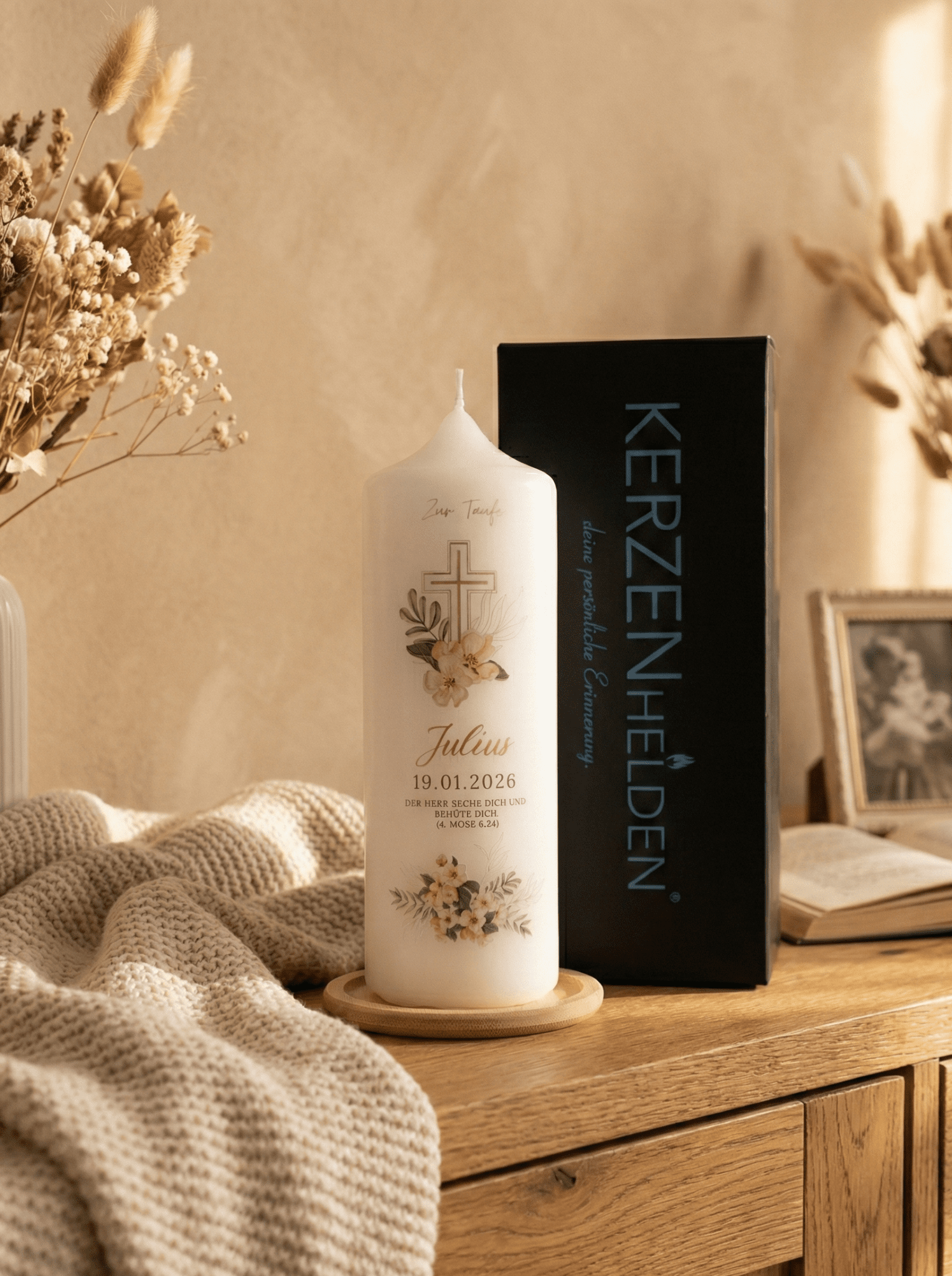 Taufkerze - Julius - Kerzenhelden - Kunstwerk